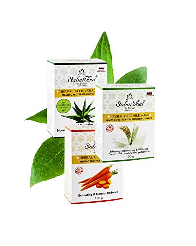Sabai Thai hierbas aromáticas aloe vera, zanahorias y leche de arroz, jabón casero, gel de lavado multiusos natural para cara, manos y cuerpo, productos básicos para el cuidado