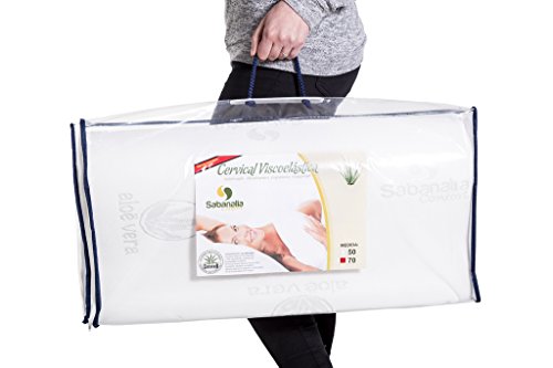 SABANALIA - Almohada Cervical Viscoelastica Aloe Vera (Disponible en Varias Medidas) - 50x33x11
