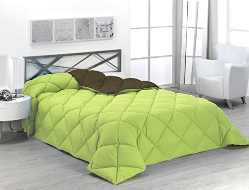 Sabanalia - Edredón nórdico de 400 g , bicolor, cama de 105 cm, color verde y chocolate