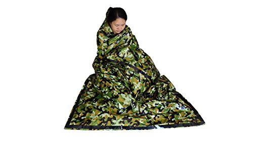 Sac de couchage de survie d'urgence léger étanche compact et isothermique matériel de premier secours idéal pour les activités extérieures telles que le bivouac le camping et la randonnée camouflage