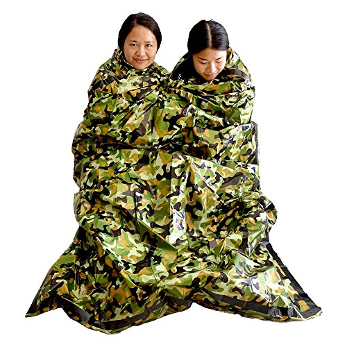 Sac de couchage de survie d'urgence léger étanche compact et isothermique matériel de premier secours idéal pour les activités extérieures telles que le bivouac le camping et la randonnée camouflage
