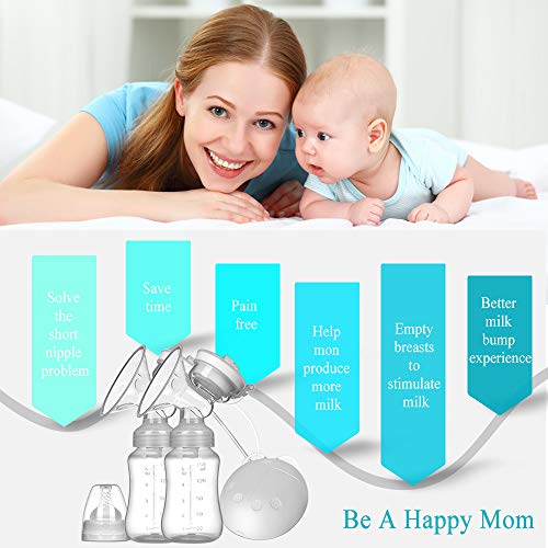 Sacaleches Eléctrico Doble o Manual, Efectivamente Extractor de Leche Materna Electrico Carga USB Portátil y Recolector de Leche con 2 Modos 8 Niveles, sin BPA