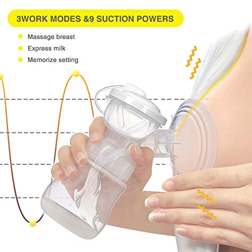 Sacaleches Eléctrico, SUMGOTT Recargable doble saca leche electrico con 3 modos y 9 niveles de succión