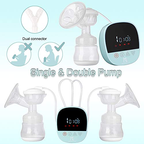 Sacaleches Eléctricos, Mooedcoe Extractor de Leche Doble Pantalla Táctil Sensible, Múltiples Modos y Niveles de Succión, Portátil con Pantalla HD