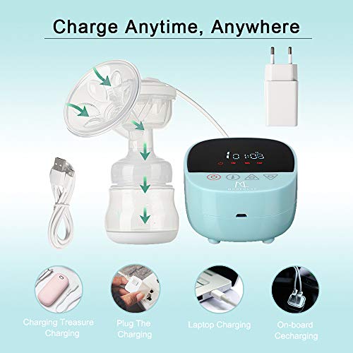 Sacaleches Eléctricos, Mooedcoe Extractor de Leche Doble Pantalla Táctil Sensible, Múltiples Modos y Niveles de Succión, Portátil con Pantalla HD