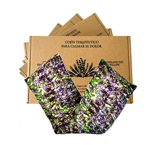 Saco semillas microonda, saco térmico de semillas con funda lavable 100% algodón con lavanda natural y trigo(48x15). Cojín térmico para cervicales y cólicos. Retención de frió y calor (lavanda)