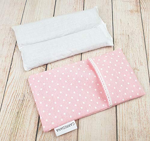 Saco térmico anti-cólicos bebé de semillas de trigo y lavanda.22 x 11cm (Rosa topos con puntillas)