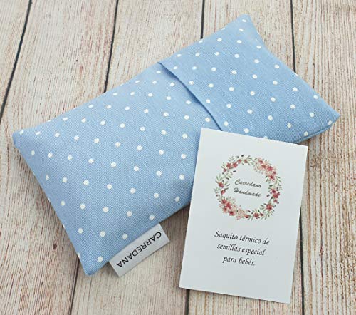 Saco térmico anti-cólicos bebé de semillas de trigo y lavanda.23 x 12cm  (Azul topos)