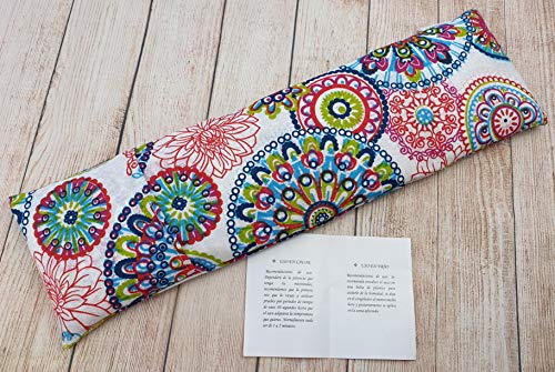 Saco térmico cervical de semillas de trigo con funda lavable 50x16cm (Mandala azul)