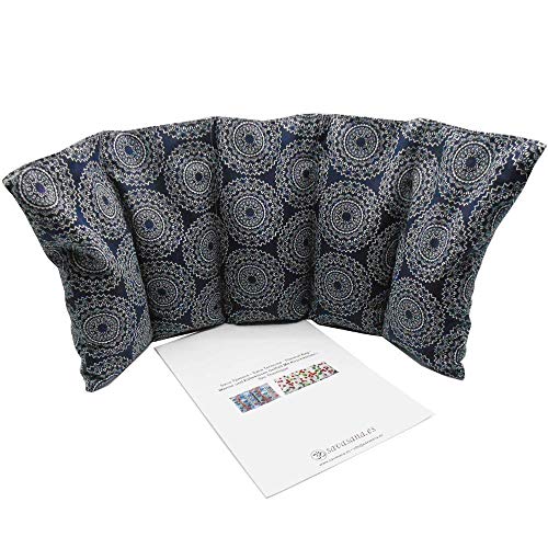 Saco térmico “MANDALAS AZUL MARINO” – 50 X 20 cm (XL) – relleno con 800gr de huesos de cereza - para microondas y congelador