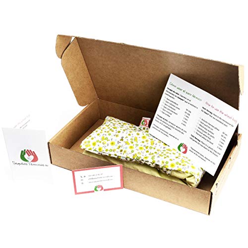 Saco Térmico Semillas Cervical - Almohada Cuello para Calentar en Microondas (50x12 cm) - Cojín de Semillas - Bolsa de Calor con Funda Lavable, Tela de Algodón 100% y Olor a Lavanda