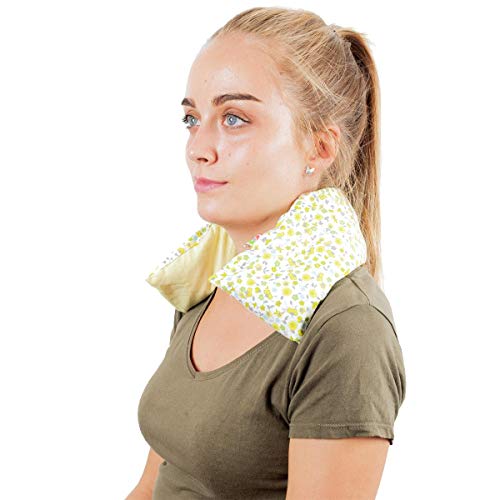 Saco Térmico Semillas Cervical - Almohada Cuello para Calentar en Microondas (50x12 cm) - Cojín de Semillas - Bolsa de Calor con Funda Lavable, Tela de Algodón 100% y Olor a Lavanda