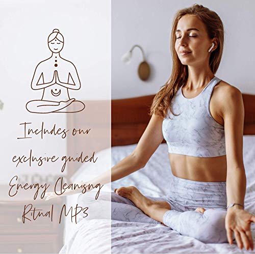 Sacred Nest Premium Palo Santo con ritual MP3 | Paquete de 100 g con 8-10 palitos difuminantes | Madera chunky, de alta resina | Varillas de incienso de limpieza de energía