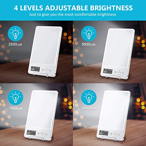 SAD Light Therapy Lamp,10000 Lux Lámpara de terapia,Lámpara de luz Diurna para trastorno afectivo estacional/depresión,adecuado para el hogar/la oficina (Blanco)