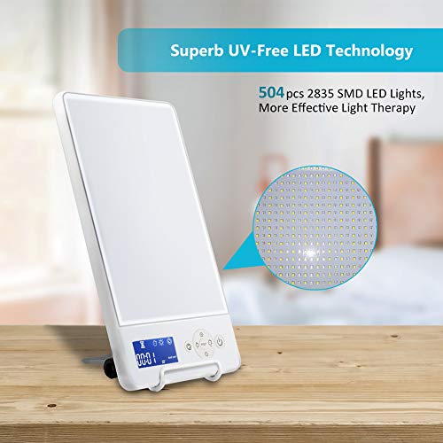 SAD Light Therapy Lamp,10000 Lux Lámpara de terapia,Lámpara de luz Diurna para trastorno afectivo estacional/depresión,adecuado para el hogar/la oficina (Blanco)