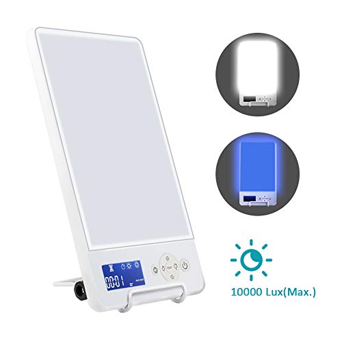 SAD Light Therapy Lamp,10000 Lux Lámpara de terapia,Lámpara de luz Diurna para trastorno afectivo estacional/depresión,adecuado para el hogar/la oficina (Blanco)