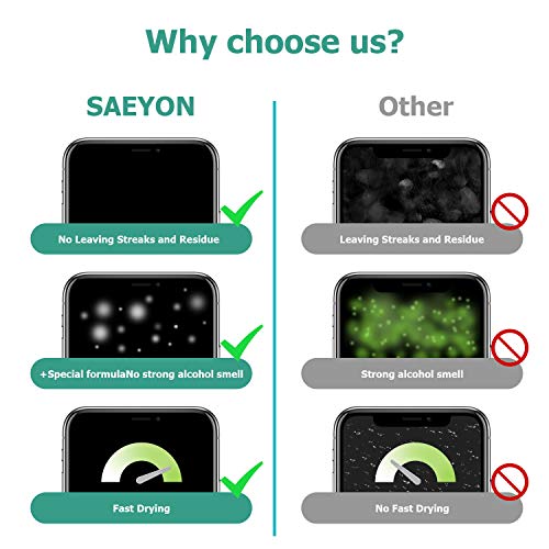 SAEYON [60 Piezas] Desechables Toallitas Limpia Lentes, Secado Rápido Toallitas Limpia Gafas/Anteojos/Cámara/Móviles/Parabrisas Toallitas de Limpieza para Pantalla, Embalaje Individual 155 x 120 mm