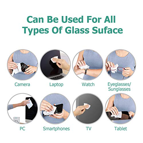 SAEYON [60 Piezas] Desechables Toallitas Limpia Lentes, Secado Rápido Toallitas Limpia Gafas/Anteojos/Cámara/Móviles/Parabrisas Toallitas de Limpieza para Pantalla, Embalaje Individual 155 x 120 mm