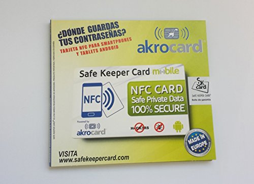 SafeKeeper Card mobile Tarjeta NFC Password Manager y Control Parental para móviles y Tablets Android con tecnologia NFC. Galaxy, Huawei, LG Nexus, Motorola, Xperia, iPhone 11