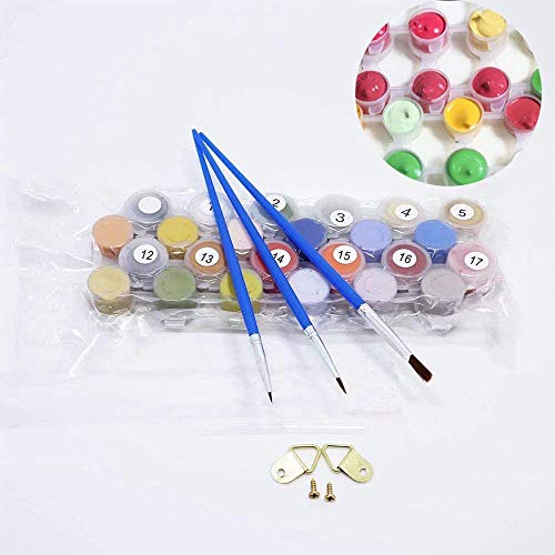 Safiman Pintura por números para Adultos, Kits de Regalo de Pintura al óleo DIY Lienzo preimpreso para decoración del hogar-Color Rosa Vaca-con Marco