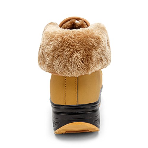 SAGUARO® Invierno Mujer Botas de Nieve Cuero Calientes Fur Botines Plataforma Bota Boots Ocasional Impermeable Anti Deslizante Zapatos, Amarillo 36