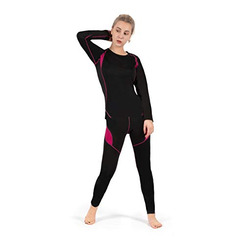 SAGUARO Ropa Interior Termica Mujer Invierno Conjunto Térmico Cálida Transpirable Set de Ropa Esquí Rosa Gr.44