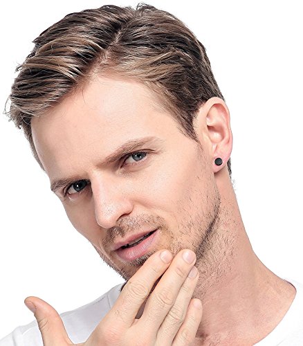 Sailimue 4 Pares 18G Acero Inoxidable Aro Pendientes pour Hombre Mujer Redondos Pendientes Aretes Piercing Oreja Negro
