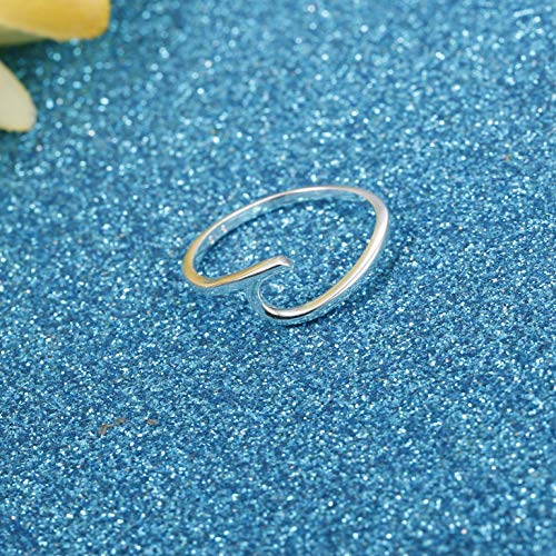 sailimue 925 Plata Esterlina Anillos para Mujeres Niñas Anillo Ola Anillos Moda