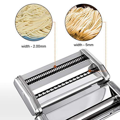 Sailnovo Máquina para Hacer Pasta Fresca Máquina de Cortar Pasta Acero Inoxidable Máquina de Cocina en Casa Máquina para Hacer Fideos Frescos Tallarines Lasañas Espaguetis