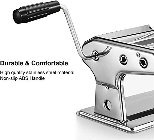 Sailnovo Máquina para Hacer Pasta Fresca Máquina de Cortar Pasta Acero Inoxidable Máquina de Cocina en Casa Máquina para Hacer Fideos Frescos Tallarines Lasañas Espaguetis