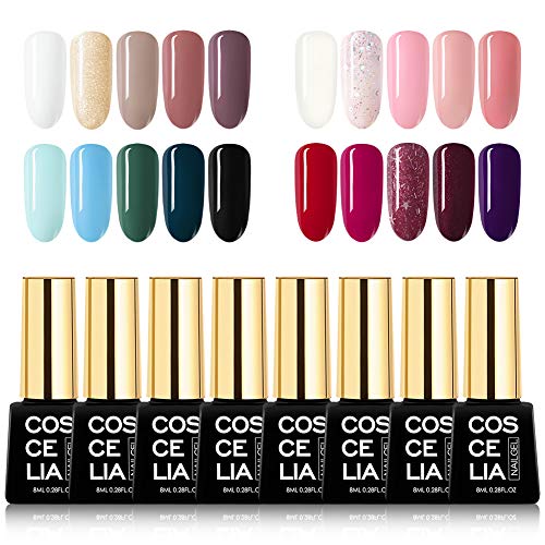 Saint-Acior Secador de Uñas 36W UV/LED Lámpara Uñas Esmaltes Semipermanentes Nail Art Esmaltes en Gel 20pcs Kit Uñas de Gel Soak off 8ml Base Coat Top Coat Manicura Pedicura Kit