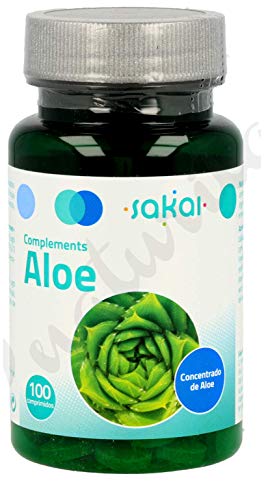 SAKAI Aloe Vera 200 Comprimidos Pack de 2 (100 + 100) regula el tránsito intestinal, efecto détox, limpieza de colon, contra el estreñimiento, desintoxica el organismo.