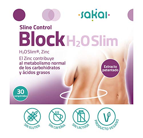 Sakai – Block H2O Slim, 30 comprimidos. Bloquea tus excesos. H2OSlim®y Zinc. Bloquea las Grasas y controla los Carbohidratos. Actúa desde la primera toma