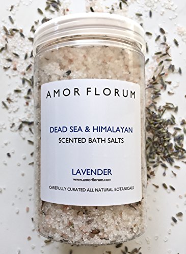 SAL ROSADO DE HIMALAYA Y SAL DE MAR MUERTO para el BAÑO - LAVANDA - 400g - de AMOR FLORUM - Infundido con aceites terapèuticos exquisitos, para aportar una sensaciòn de bienestar, claridad y calma.