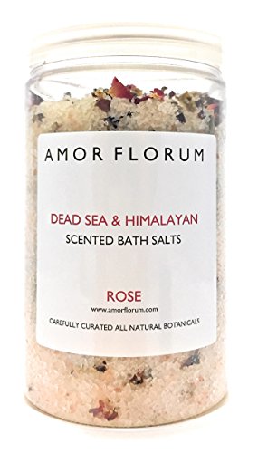 SAL ROSADO DE HIMALAYA Y SAL DE MAR MUERTO para el BAÑO - ROSA - 400g - de AMOR FLORUM - Infundido con aceites terapèuticos exquisitos, para aportar una sensaciòn de bienestar, claridad y calma.