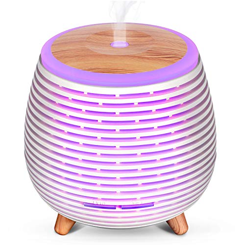 SALKING Humidificador Aceites Esenciales, Difusor de Aromaterapia con Rosa Aceite Esencial, Difusor Ultrasonico de Aceites Esenciales con LED de 7 Colores, 2 Modos Programados para Hogar,Oficina,Yoga