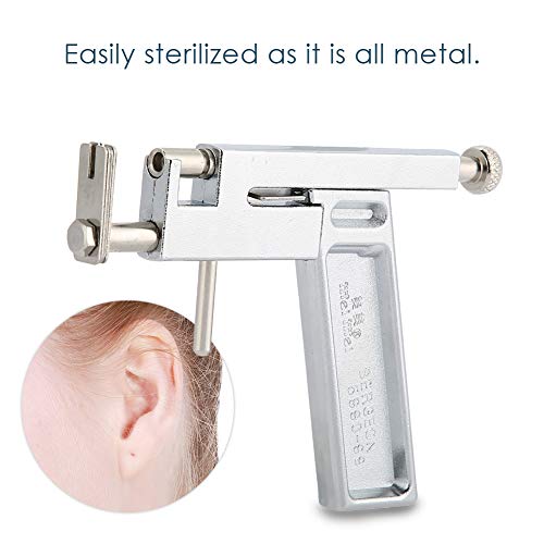 Salmue Juego de Herramientas para Pistolas de perforación para el oído Profesional, Pistola de Piercing para el Cuerpo del Ombligo de Oreja de Acero Inoxidable + rotulador + Estuche de Almacenamiento