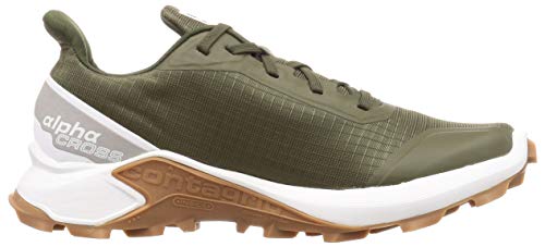Salomon Alphacross, Zapatillas de Trail Running para Hombre, Verde Grape Leaf White Gum1a, 46 2/3 EU