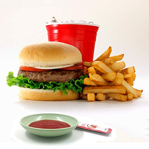 Salsa de salsa de ketchup con fondo poco profundo de paja de trigo, cuencos para salsa, condimentos, plato mostaza para soja, vinagre, ketchup, salsa de barbacoa (paquete de 8) azul