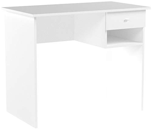 Samblo Ecritorio con cajón (varios colores) mesa de estudio de 90 cm de ancho, Hana, melamina color blanco
