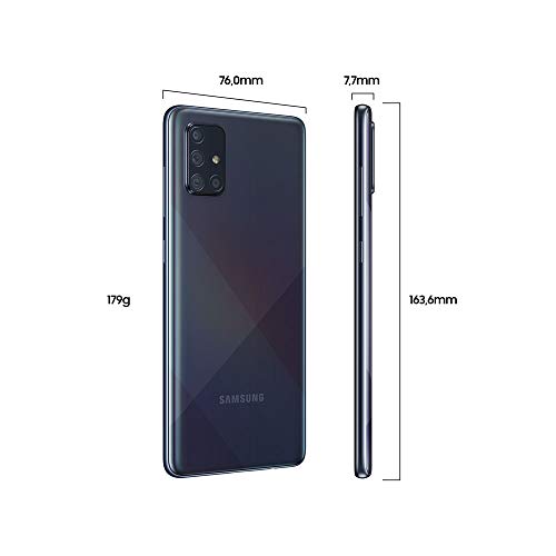 Samsung Galaxy A71 - Smartphone de 6.7" FHD+ (4G, Dual SIM, 6 GB RAM,128 GB ROM, cámara Trasera 64.0 MP+12.0 MP (UW)+5.0 MP (Macro)+5 MP, cámara Frontal 32 MP) Negro [Versión española]
