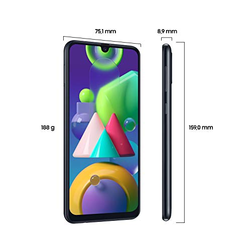 Samsung Galaxy M21 - Smartphone Dual SIM de 6.4" sAMOLED FHD+, Triple Cámara 48 MP, 4 GB RAM, 64 GB ROM Ampliables, Batería 6000 mAh, Android, Versión Española, Color Negro