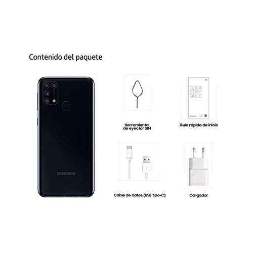 Samsung Galaxy M31 - Smartphone Dual SIM, Pantalla de 6.4" sAMOLED FHD+, Cámara 64 MP, 6 GB RAM, 64 GB ROM Ampliables, Batería 6000 mAh, Android, Versión Española, Color Negro