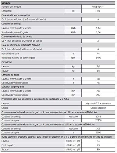 Samsung - Lavasecadora Serie 6 WD80J6A10AW 8kg de Lavado/ 5kg de Secado, Carga Frontal, Blanco, LED