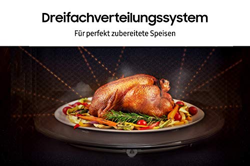 Samsung MG23K3614AS/EG - Microondas con grill, 23 litros, 800 W, gran parrilla para un bronceado uniforme, interior de cerámica esmaltada resistente a los arañazos