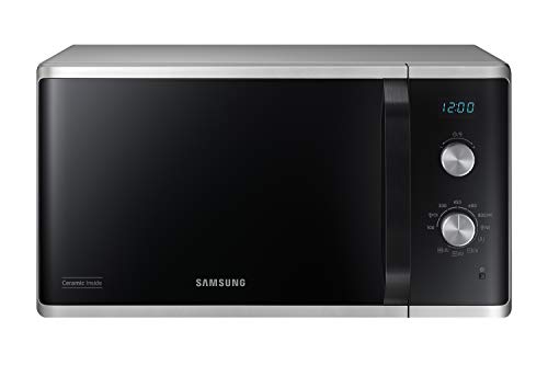 Samsung MG23K3614AS/EG - Microondas con grill, 23 litros, 800 W, gran parrilla para un bronceado uniforme, interior de cerámica esmaltada resistente a los arañazos
