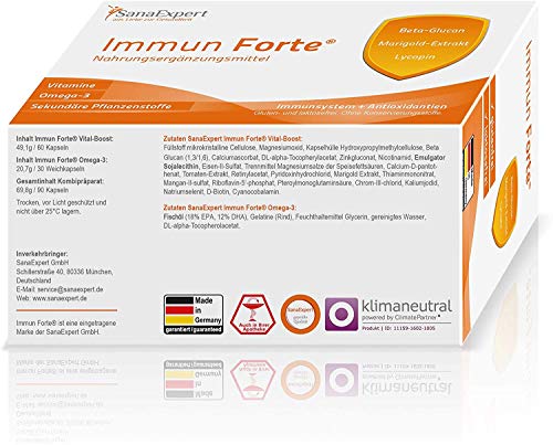 SanaExpert Immun Forte, Suplemento Multivitamínico, Refuerza el Sistema Inmunológico con Omega-3, Zinc, Antioxidantes, Vitaminas y Minerales, 90 Cápsulas
