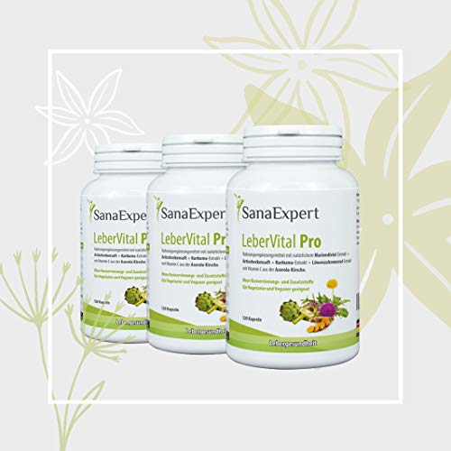 SanaExpert LeberVital Pro, Suplemento Nutricional para el Hígado y los Riñones, Capsulas Depurativas con Extracto de Cardo Mariano, Alcachofa, Cúrcuma, Raíz de Diente de León, pack de 3 unidades (3)