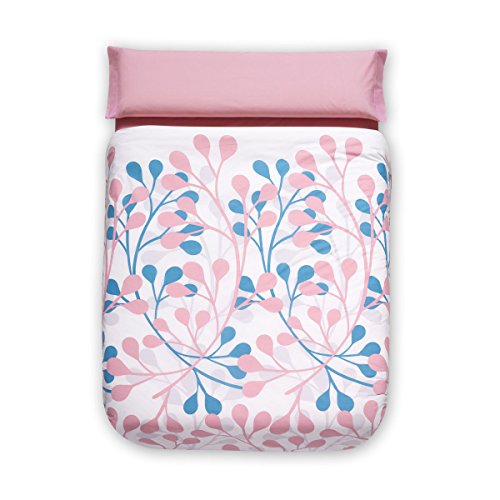 Sancarlos PRIMAVERA- Juego de Funda Nórdica estampada, Algodón-Poliéster, Rosa, Cama de 150/160, 245x260 cm