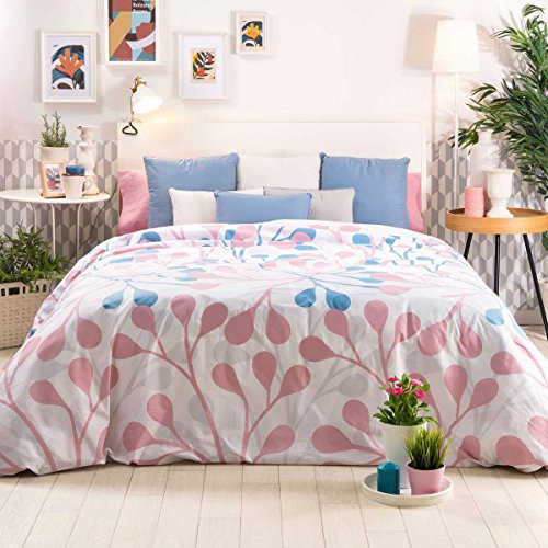 Sancarlos PRIMAVERA- Juego de Funda Nórdica estampada, Algodón-Poliéster, Rosa, Cama de 150/160, 245x260 cm